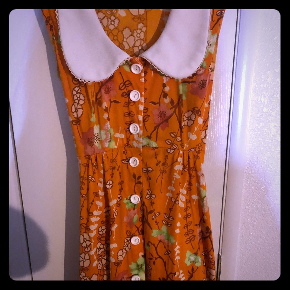Vintage orange Peter Pan collar summer dress